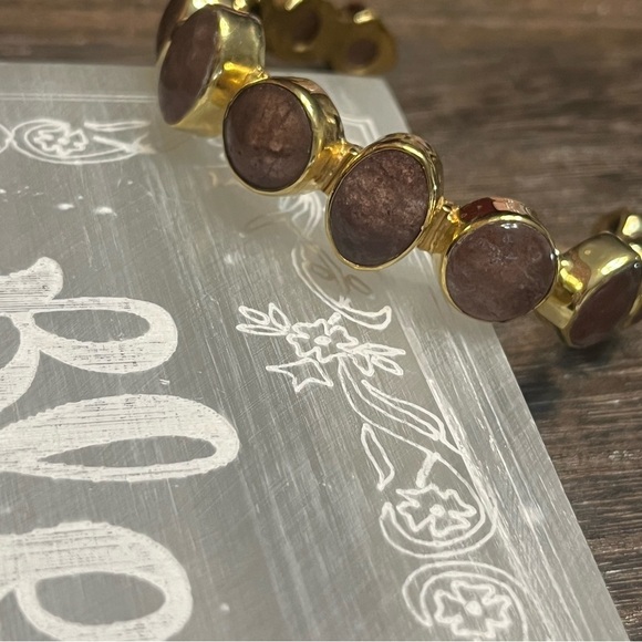 Cherry Quartz Adjustable Gold Bangle - Picture 1 of 4